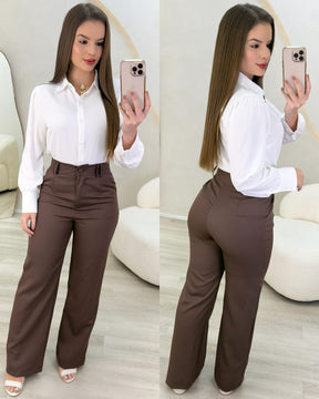 CALÇA ALFAIATARIA LARA MARROM